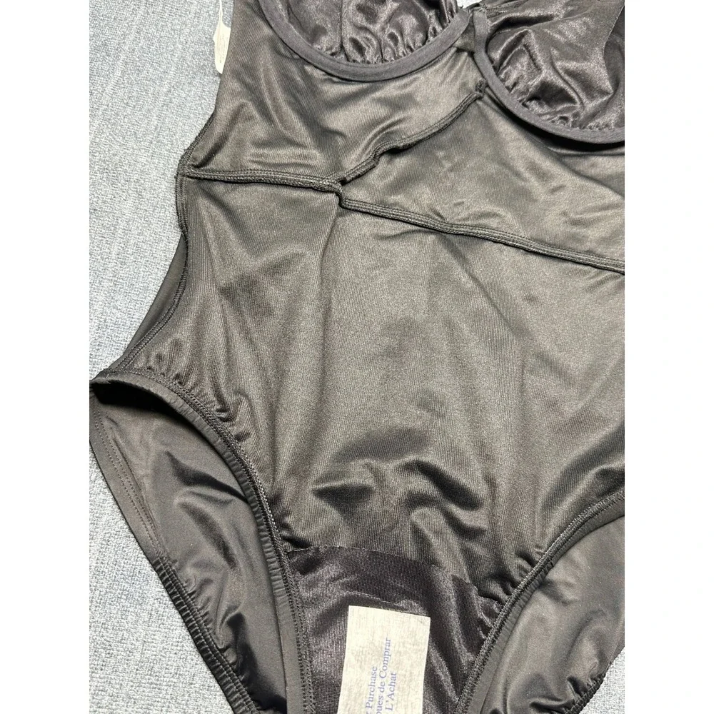 Magicsuit by Miraclesuit Womens Black Wrap Front One Piece Swimsuit Size 8
